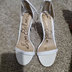 Sam Edelman White Open-Toe Ankle-Strap Heels